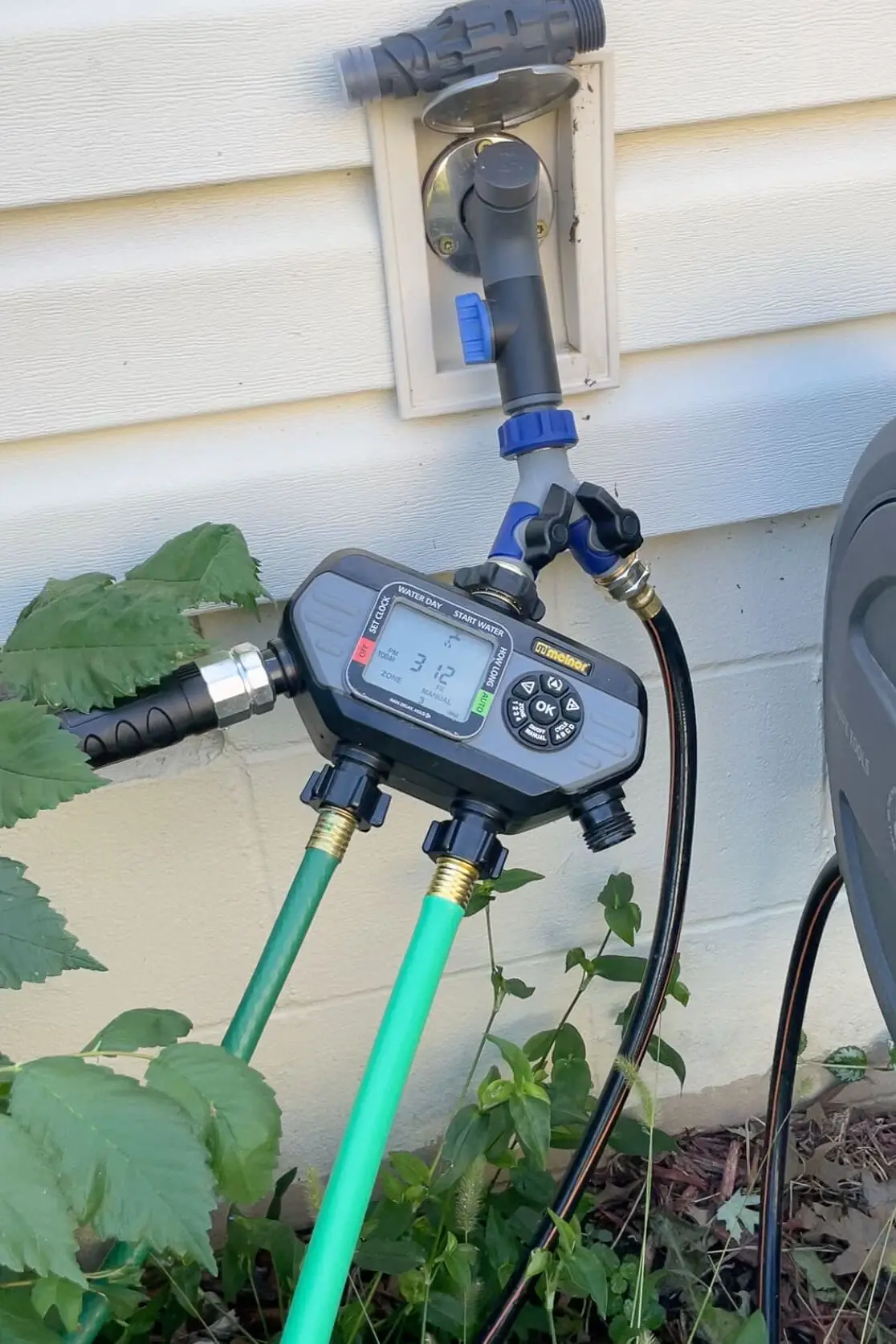 Setting up my water timer for watering my yard. 